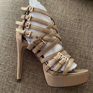 Size 6 gold strappy heels